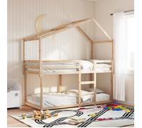 vidaXL Lit superposé 3282039 avec toit 90x200 cm bois de pin massif Beige G