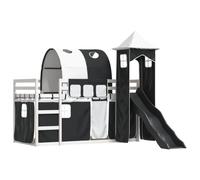 Lit superposé sans matelas avec toboggan blanc noir 90x190 cm 3284182