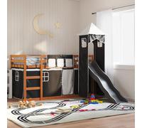 vidaXL Lit superposé sans Matelas avec Toboggan Blanc Noir 90x200 cm