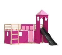 vidaXL Lit superposé sans Matelas avec Toboggan et Rideaux 80x200 cm