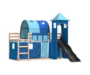 vidaXL Lit superposé sans Matelas avec Toboggan et Rideaux 90x200 cm