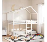 Vidaxl Lit Superposé Avec Toit Blanc 80x200 Cm Bois Massif De Pin Blanc