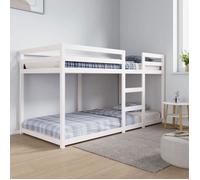 Lit Superposé 90x200 Cm Pin Massif Blanc Robuste Design Simple Blanc
