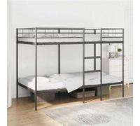 vidaXL Lit superposé sans matelas noir 100x200 cm acier, cadre de lit, sommier, meuble de chambre, lit mezzanine, cadre de 42000324 Noir G