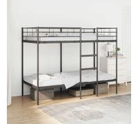 vidaXL Lit superposé sans Matelas Noir 90x190 cm Acier, Cadre de lit, sommier, Meuble de Chambre, lit Mezzanine, Cadre de lit superposé