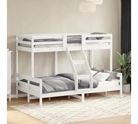 vidaXL Lit superposé, superposé, avec garde-corps, pour chambre à coucher, lit simple, en bois, blanc, 90 x 200/120 x 200 cm, en pin massif