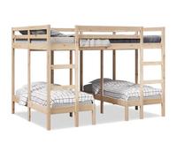vidaXL Lit superposé triple 140x200/70x140 cm bois de pin massif, cadre de lit superposé trio, meubles de chambre, cadre de 3308577