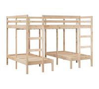 Vidaxl Lit Superposé Triple 140x200/70x140 Cm Bois De Pin Massif Marron