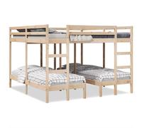 Vidaxl Lit Superposé Triple 140x200/70x140 Cm Bois De Pin Massif Marron