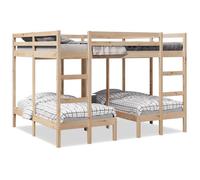 vidaXL Lit superposé triple 160x200/80x160 cm bois de pin massif, cadre de lit superposé trio, meubles de chambre, cadre de 3308580
