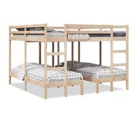 vidaXL Lit superposé triple 200x200/80x200 cm bois de pin massif, cadre de lit superposé trio, meubles de chambre, cadre de 3308583