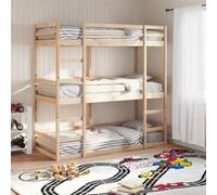 vidaXL Lit superposé triple 80x200 cm en bois de pin massif – modèle 3284251