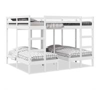 Vidaxl Lit Superposé Triple Blanc 140x200/70x140 Cm Bois De Pin Massif Blanc