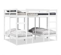 Vidaxl Lit Superposé Triple Blanc 140x200/70x140 Cm Bois De Pin Massif Blanc