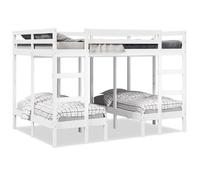 vidaXL Lit superposé triple 140x200/70x140 cm bois de pin massif Blanc 3308578