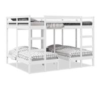 vidaXL Lit superposé triple blanc 160x200/80x160 cm bois de pin massif, cadre de lit superposé trio, meubles de chambre, 3308581