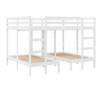 vidaXL Lit superposé Triple Blanc 160x200/80x160 cm Bois de pin Massif, Cadre de lit superposé Trio, Meubles de Chambre, Cadre de lit superposé Triple pour Adultes