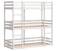 vidaXL Lit superposé triple blanc 75x190 cm bois de pin massif, lit superposé à trois couchettes, lit mezzanine 3284261
