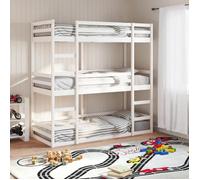 vidaXL Lit superposé triple blanc 75x190 cm bois de pin massif, lit superposé à trois couchettes, lit mezzanine 3284261