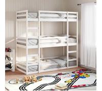 vidaXL Lit superposé triple blanc 75x190 cm bois de pin massif, lit superposé à trois couchettes, lit mezzanine 3284261