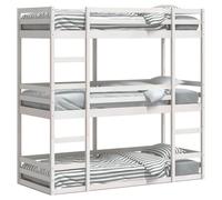Vidaxl Lit Superposé Triple Blanc 80x200 Cm Bois De Pin Massif Blanc