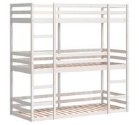 Vidaxl Lit Superposé Triple Blanc 80x200 Cm Bois De Pin Massif Blanc
