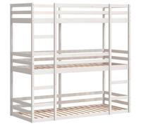 vidaXL Lit superposé Triple Blanc 90x190 cm Bois de pin Massif, lit superposé à Trois couchettes, lit Mezzanine, lit superposé Triple en Bois