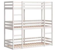 vidaXL Lit superposé Triple Blanc 90x190 cm Bois de pin Massif, lit superposé à Trois couchettes, lit Mezzanine, lit superposé Triple en Bois