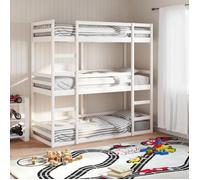 vidaXL Lit superposé triple blanc 90x190 cm bois de pin massif, lit superposé à trois couchettes, lit mezzanine 3284258