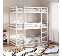 vidaXL Lit superposé Triple Blanc 90x190 cm Bois de pin Massif, lit superposé à Trois couchettes, lit Mezzanine, lit superposé Triple en Bois
