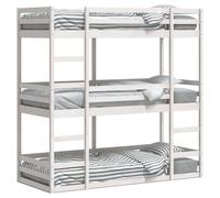 Vidaxl Lit Superposé Triple Blanc 90x200 Cm Bois De Pin Massif Blanc