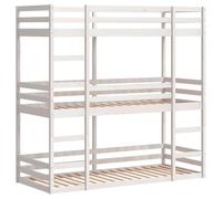 vidaXL – Lit superposé triple 90 x 200 cm en bois de pin massif – Blanc