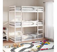 vidaXL – Lit superposé triple 90 x 200 cm en bois de pin massif – Blanc