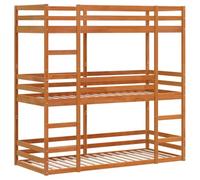 vidaXL Lit superposé Triple Marron Cire 75x190 cm Bois de pin Massif, lit superposé à Trois couchettes, lit Mezzanine, lit superposé Triple en Bois