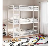 vidaXL – Lit superposé triple 90 x 200 cm en bois de pin massif – Blanc