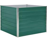 vidaXL Lit surélevé 100 x 100 x 77 cm Acier galvanisé Vert