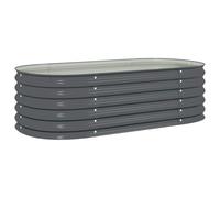 vidaXL Lit Surélevé 160x80x44 cm Acier Galvanisé Gris Jardinière Pot de Fleurs