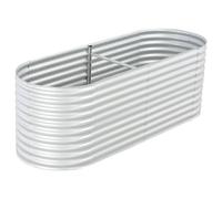 vidaXL Lit surélevé 240 x 80 x 81 cm – Acier galvanisé argenté – Jardinière pour fleurs