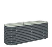 vidaXL Lit Surélevé 240x80x81 cm Acier Galvanisé Gris Jardinière Pot de Fleurs