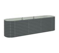 vidaXL Lit Surélevé 320x80x81 cm Acier Galvanisé Gris Jardinière Pot de Fleurs