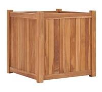 vidaXL Lit Surélevé Bac à Plante Pot de Fleurs Jardinière Jardin Balcon Patio Terrasse Arrière-Cour Extérieur 50x50x50 cm Bois de Teck Solide