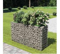 vidaXL Lit Surélevé à Gabion Acier Galvanisé Argenté 180x50x100 cm Jardinière 143558