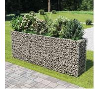 vidaXL Lit Surélevé à Gabion Acier Galvanisé Argenté 270x50x100 cm Jardinière 143562