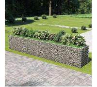 Vidaxl Lit Surélevé À Gabion Acier Galvanisé 540x90x100 Cm Gris