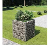 vidaXL Lit Surélevé à Gabion Acier Galvanisé Argenté 90x90x100 cm Jardinière 143556