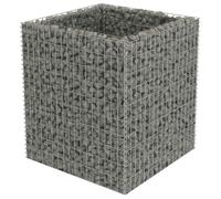vidaXL Lit Surélevé à Gabion Acier Galvanisé Argenté 90x90x100 cm Jardinière