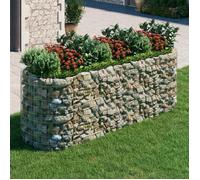 vidaXL Lit Surélevé à Gabion Parterre de Fleurs Support de Plante Jardinière Pot de Fleurs Jardin Terrasse Extérieur Fer 152046 Or G