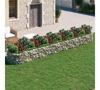 vidaXL Lit Surélevé à Gabion Parterre de Fleurs Support de Plante Jardinière Pot de Fleurs Jardin Terrasse Extérieur Fer 152044 Or G