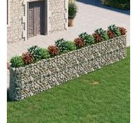 vidaXL Lit Surélevé à Gabion Parterre de Fleurs Support de Plante Jardinière Pot de Fleurs Jardin Terrasse Extérieur Fer Galvanisé 540x50x100 cm