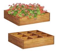vidaXL Lit Surélevé à Herbes Jardinière Bac à Plante Pot à Fleurs Véranda Jardin Balcon Patio Extérieur 60x60x15 cm Bois d'Acacia Massif